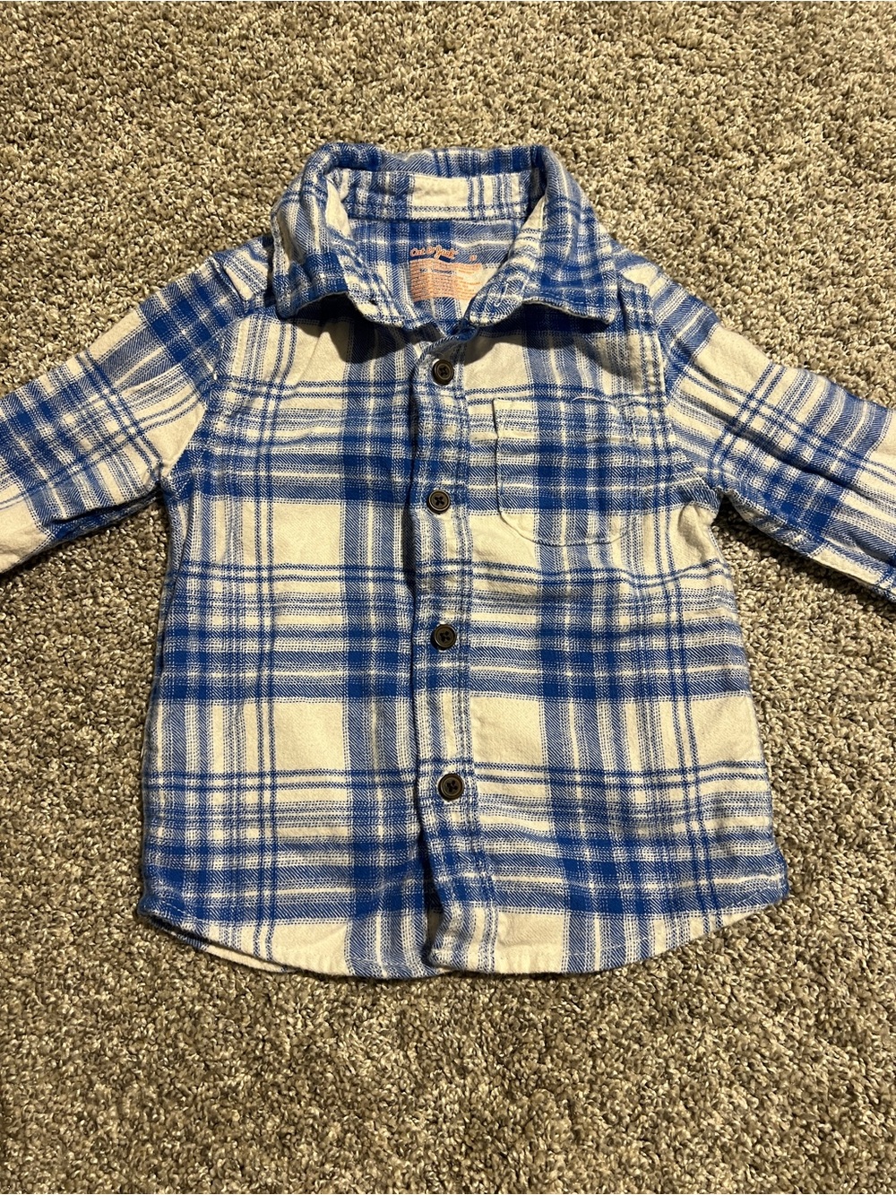 Cat & Jack Blue and White Plaid Button-Down Shirt